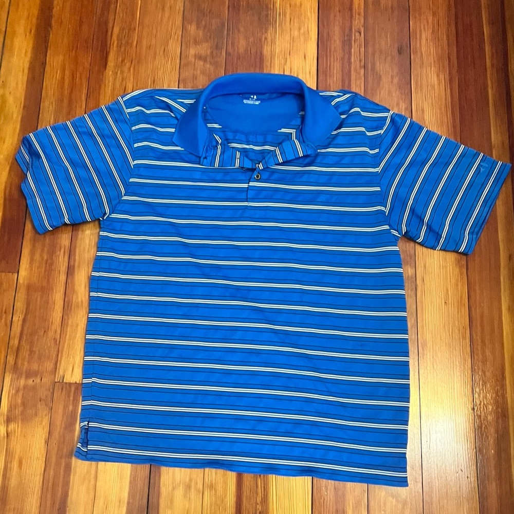 Mens blue striped golf shirt
